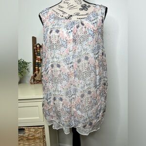 Via Signoria Silk Floral Flowy Tank